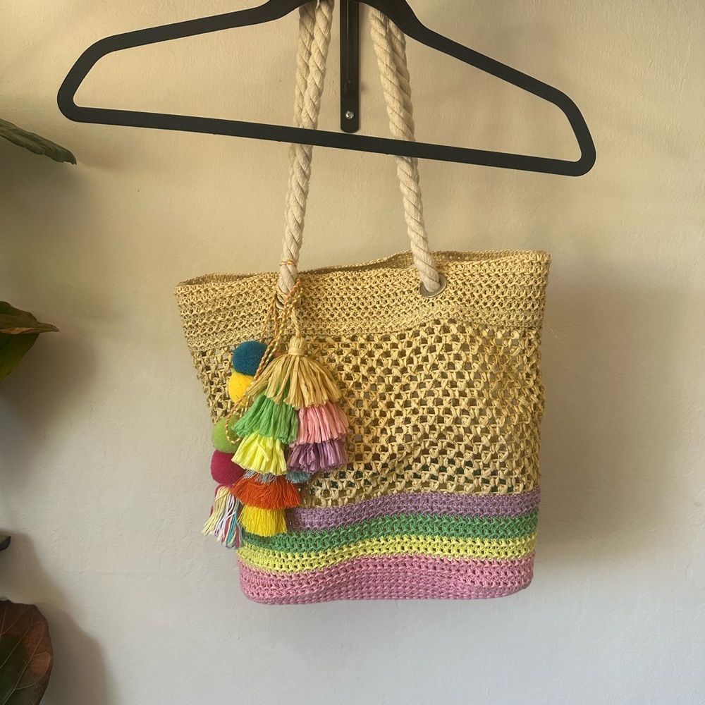 Multicolor Woven Tote Bag